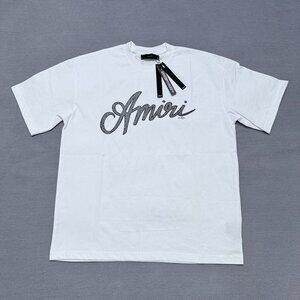 Amiri White Pure Cotton Letter Printed T-shirt Size M